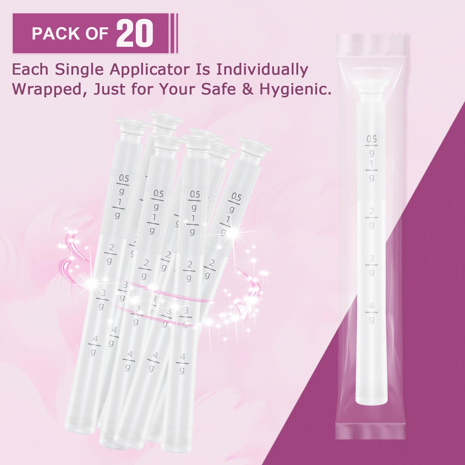 Nieteyrue Disposable Vaginal Applicators with Dosage Markings – 20 Pack