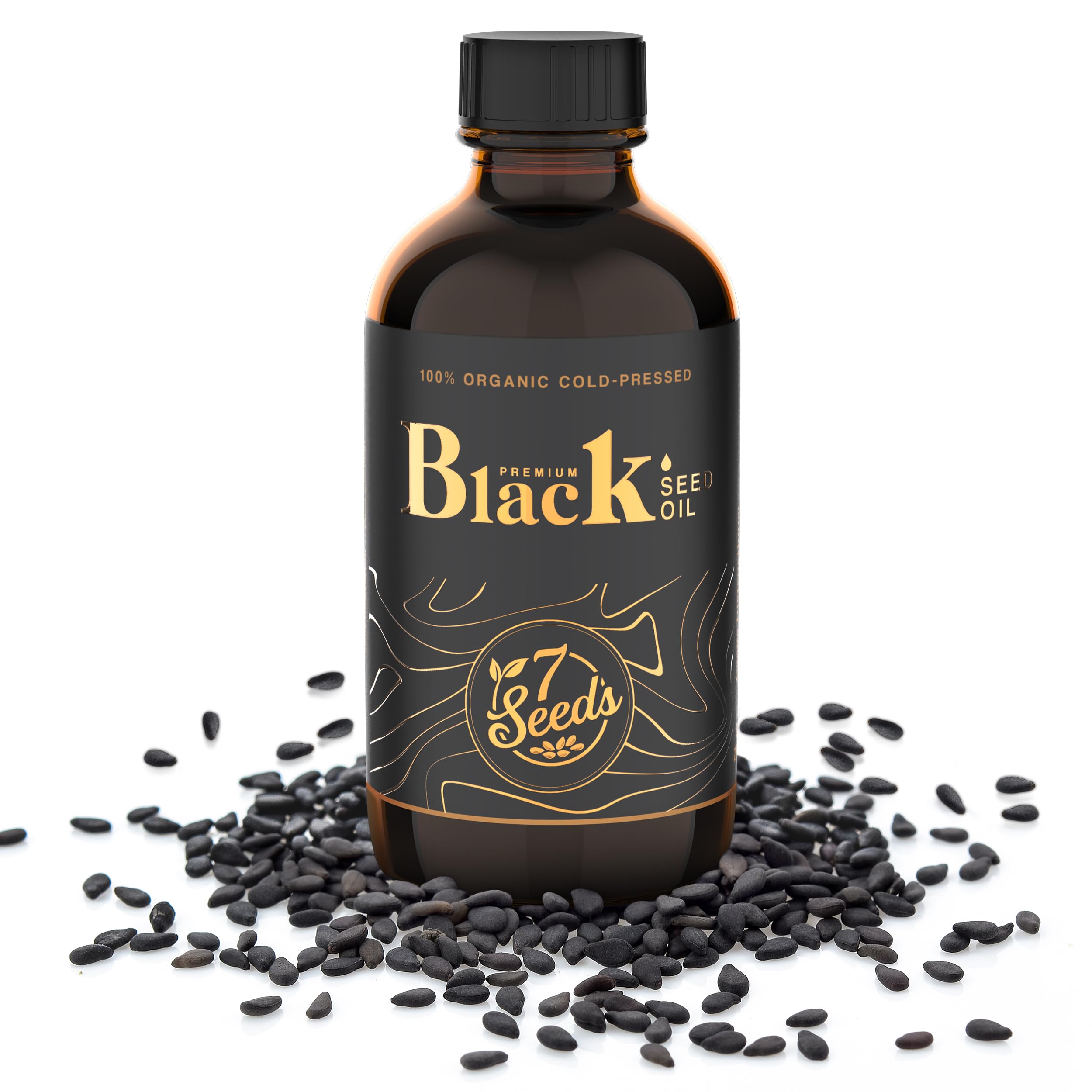 7 Seeds Cold Pressed Black Seed Oil - 240 ml Cold Pressed Nigella Sativa Liquid for Immune Support, Inflamation Support, Digestion, Hair & Skin (8 Fl Oz)