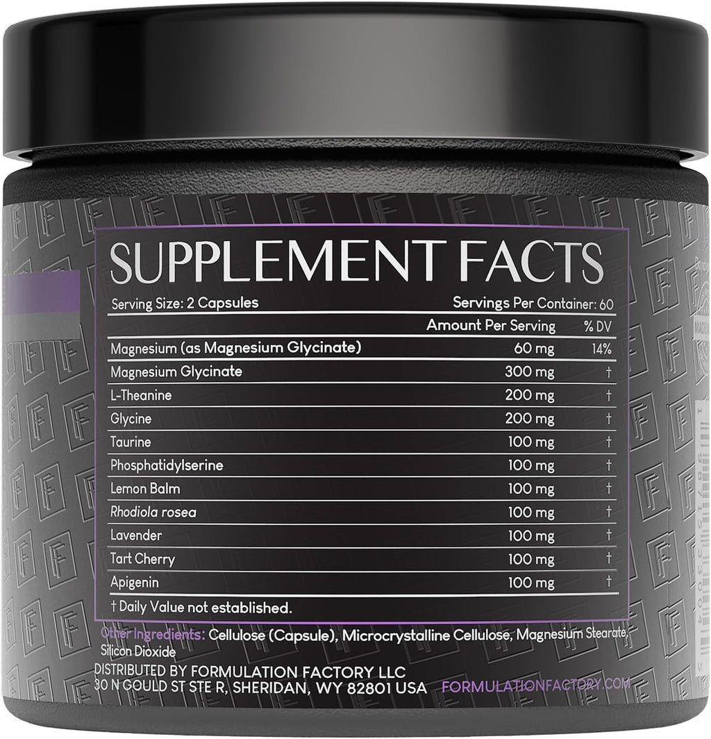 Formulation Factory The Night Before 10-in-1 Midnight Maximizer Sleep Supplement — Magnesium Glycinate, L-Theanine & More (360 Capsules, 6 Months)