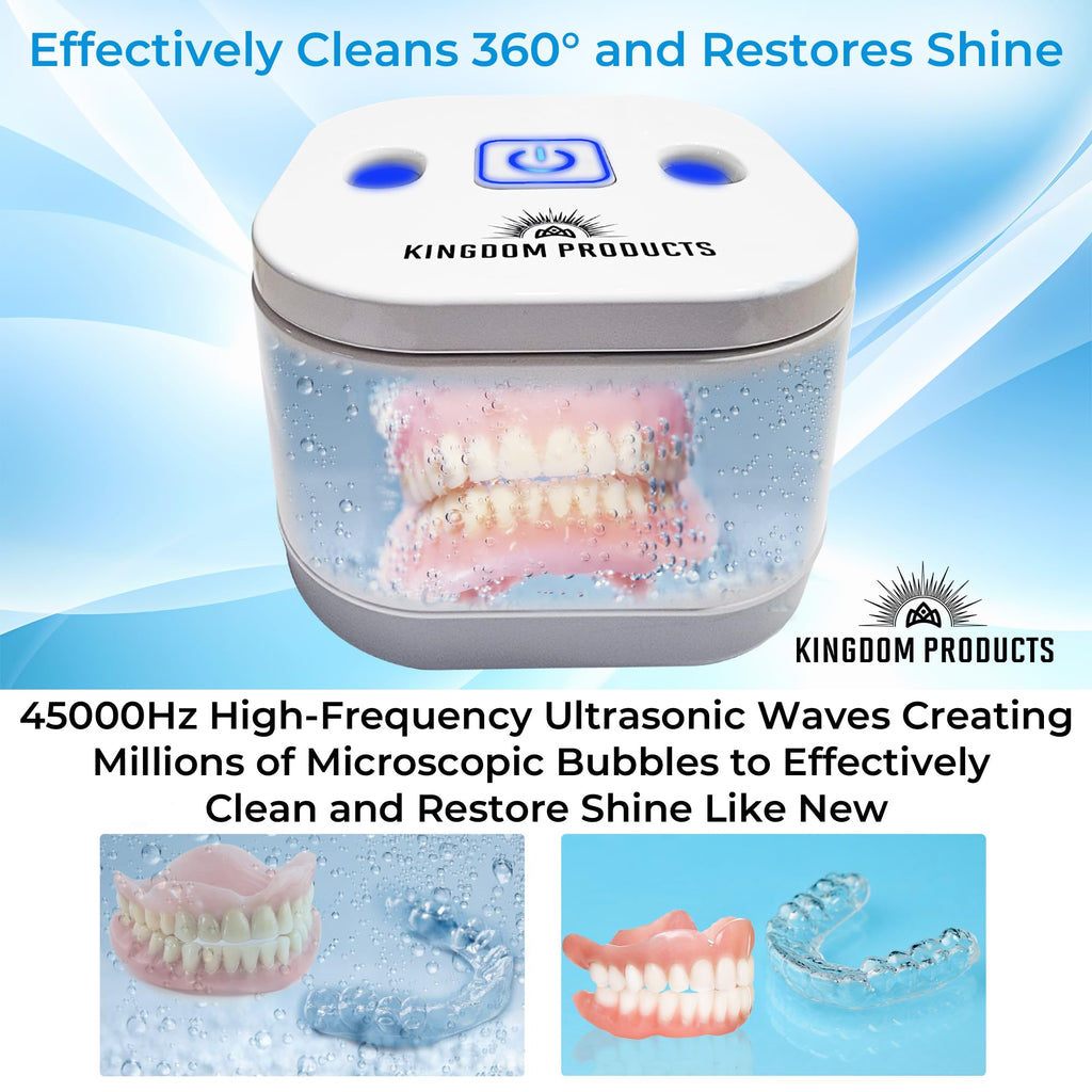 Innovative Ultrasonic Retainer Cleaner with 200ML Pod - 45kHz Dental Cleaner for Dentures, Night Guards & More
