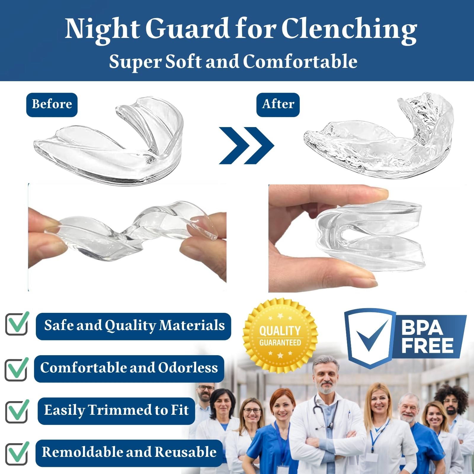 Mouth Guard for Clenching Teeth at Night - 4 Pcs Night Guards for Teeth Grinding