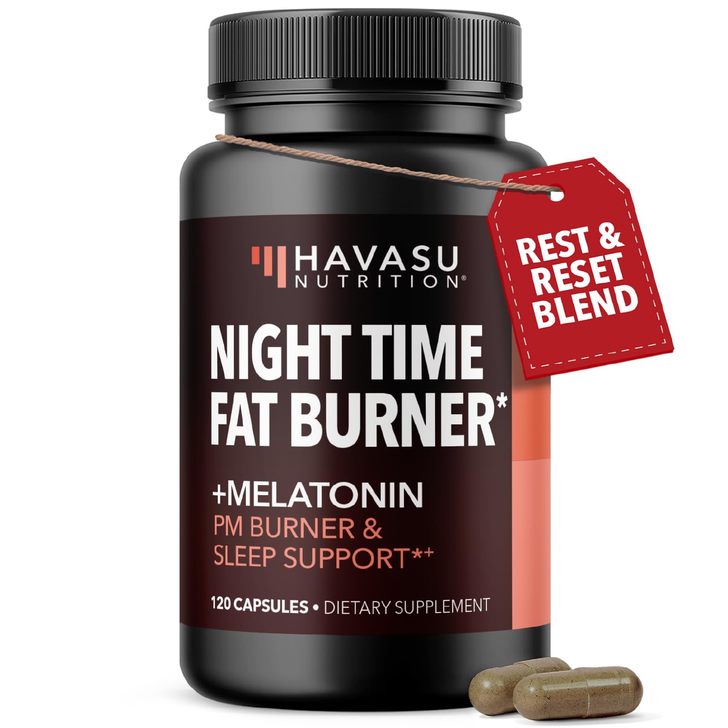 Night Time Fat Burner Metabolism Booster — Appetite Suppressant, 120 Pills