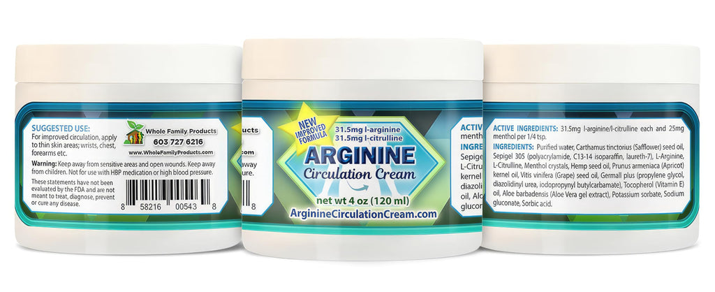 Arginine Circulation Cream 4 oz - Menthol, L Arginine & L Citrulline Lotion | Supports Healthy Leg & Body Blood Flow