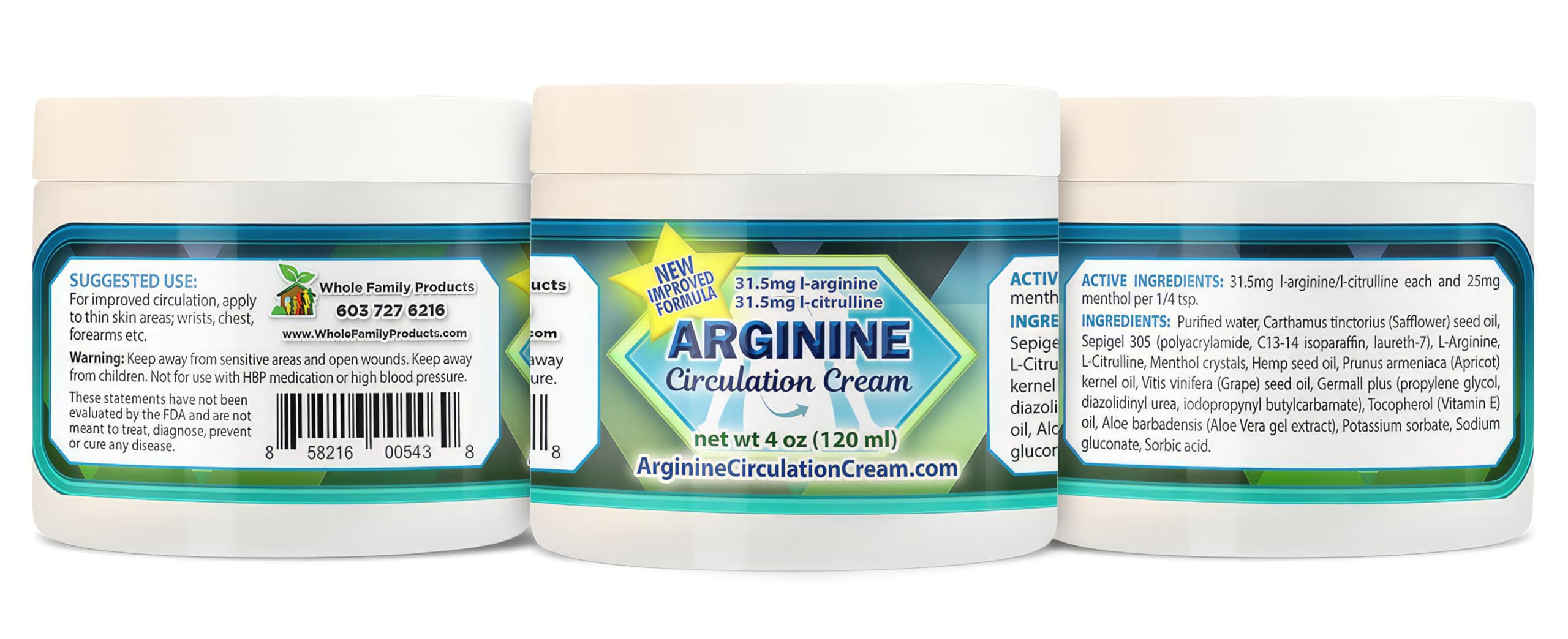 Arginine Circulation Cream 4 oz - Menthol, L Arginine & L Citrulline Lotion | Supports Healthy Leg & Body Blood Flow