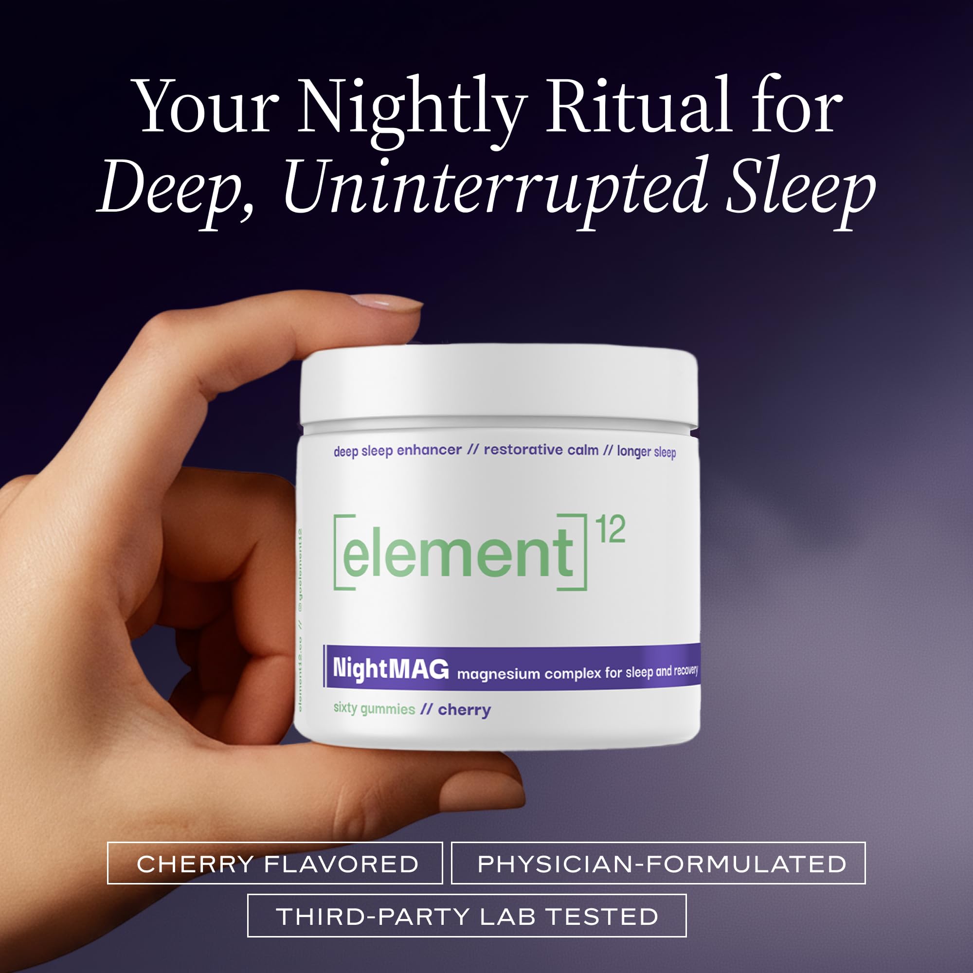 ELEMENT12 NightMAG Magnesium Complex, Sixty Gummies | Cherry