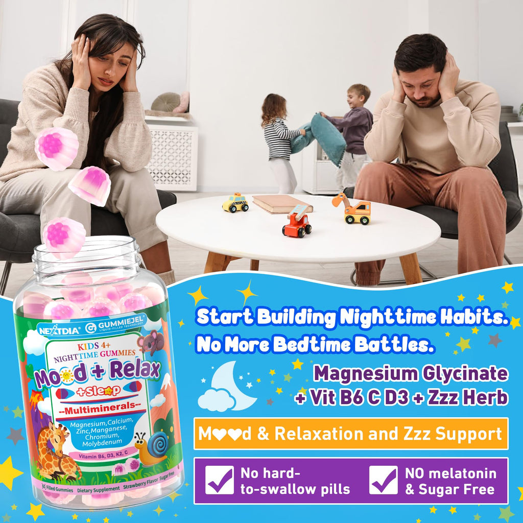 Kids Nighttime Multimineral Gummies – Magnesium, Calcium, Zinc + D3 K2 | No Melatonin