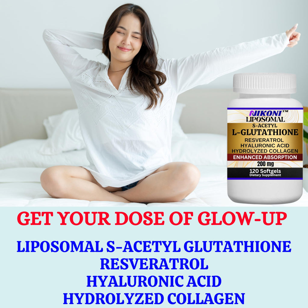 Nikoni Liposomal S-Acetyl L-Glutathione + Resveratrol – HA & Collagen 500 mg, 120 Softgels