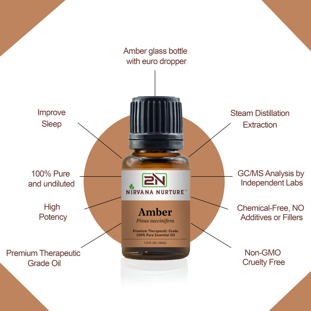 Nirvana Nurture Amber Essential Oil – 100% Pure, Premium Therapeutic Grade, Undiluted