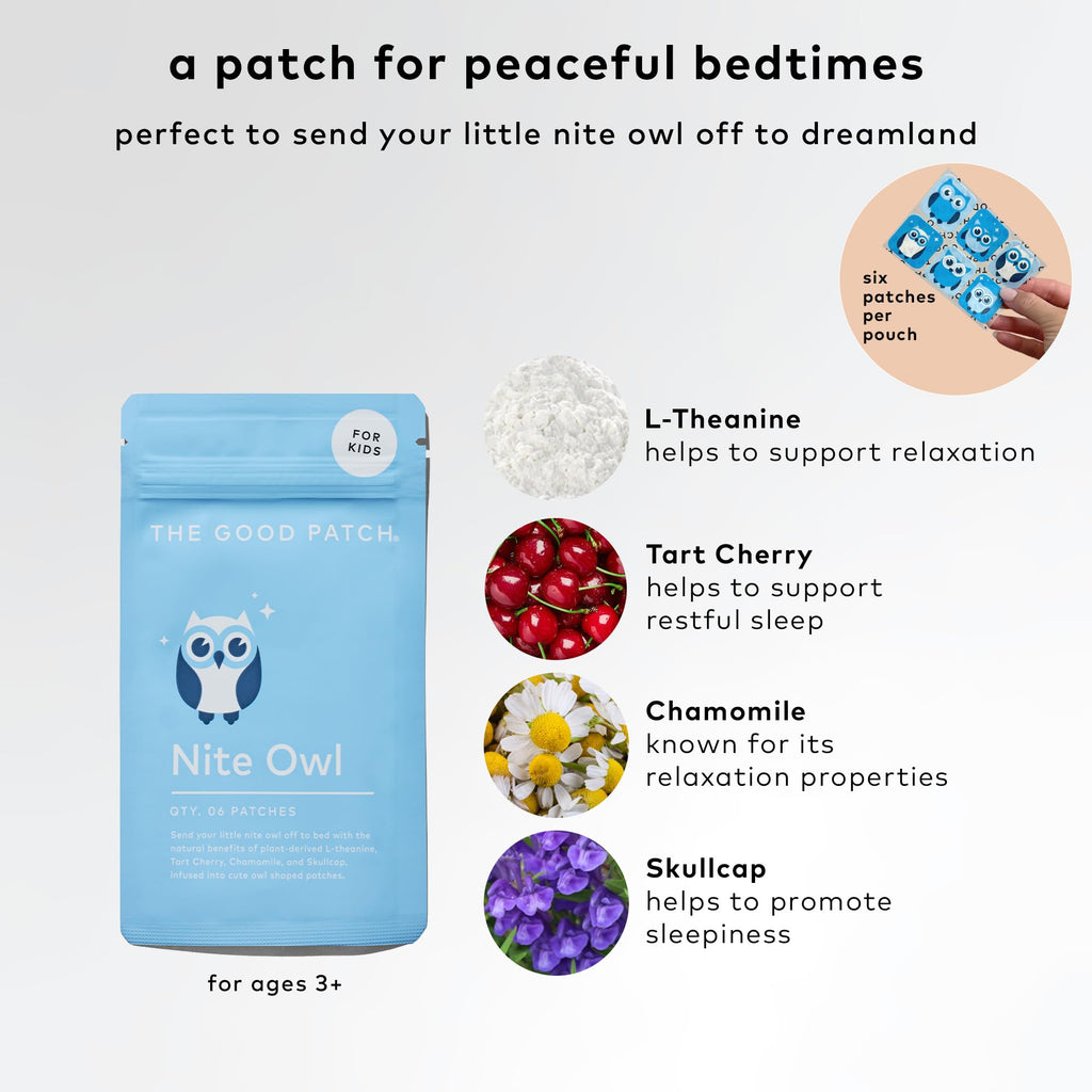 The Good Patch Nite Owl Patch – Natural Sleep Support for Kids (36 Patches)
