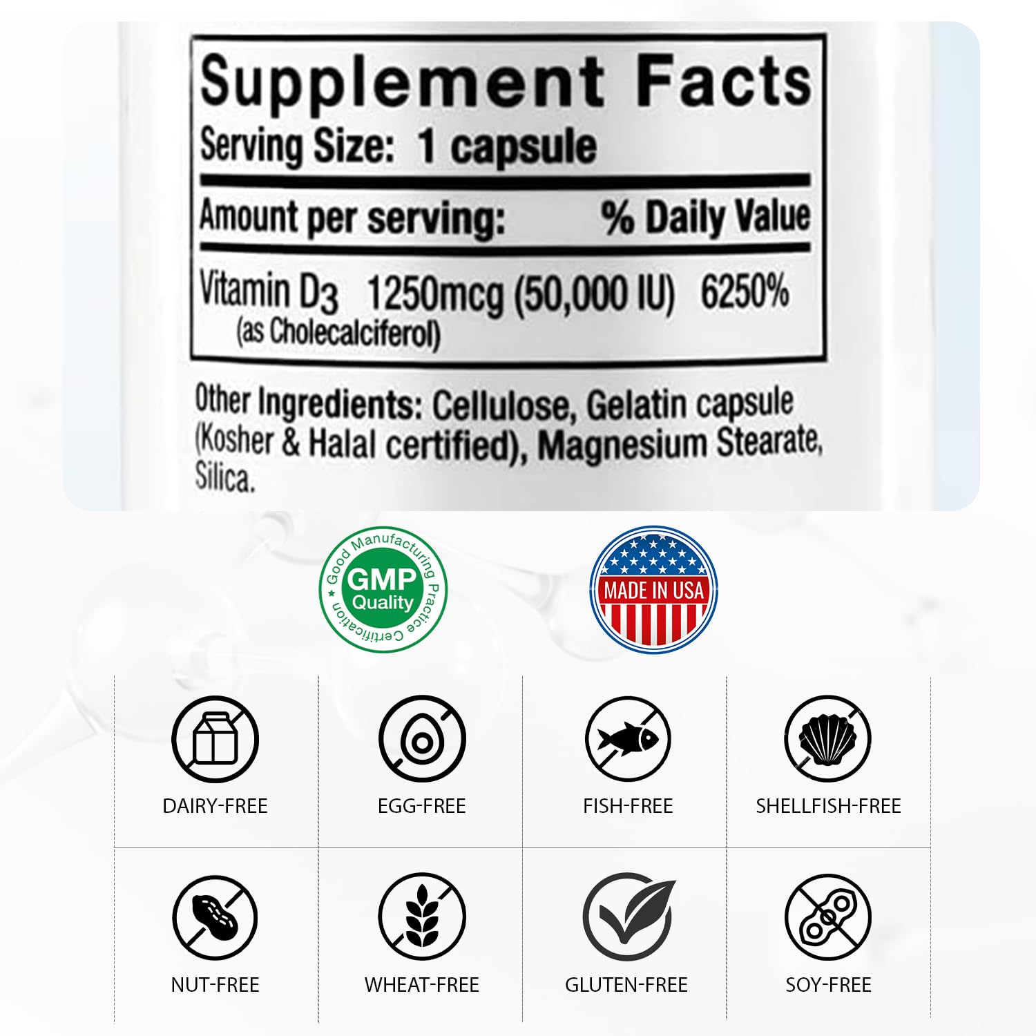Nivagen Vitamin D3 50,000 IU Weekly Dose – 100 Capsules | Made in USA