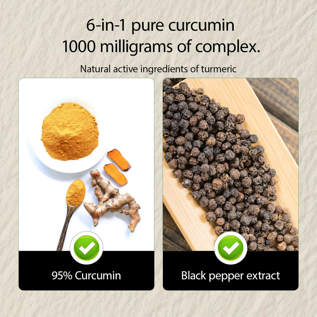 NIVELLE Turmeric Curcumin 1000mg | 95% Curcuminoids with Propolis, Ginger, MCT Oil, Vitamin C | 120 Capsules