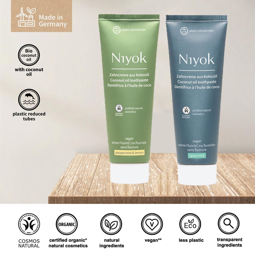 Niyok Fluoride-Free Coconut Oil Toothpaste – Peppermint Lemon & Spearmint 75 ml (4-Pack)