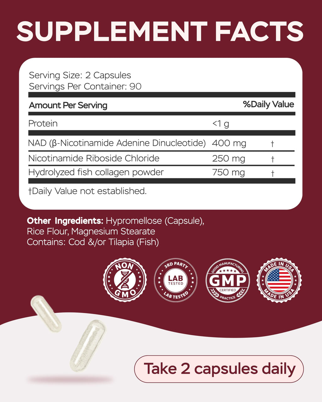 NMNH NAD Supplement 1400mg – NR, Collagen & Cellular Energy (180 capsules)
