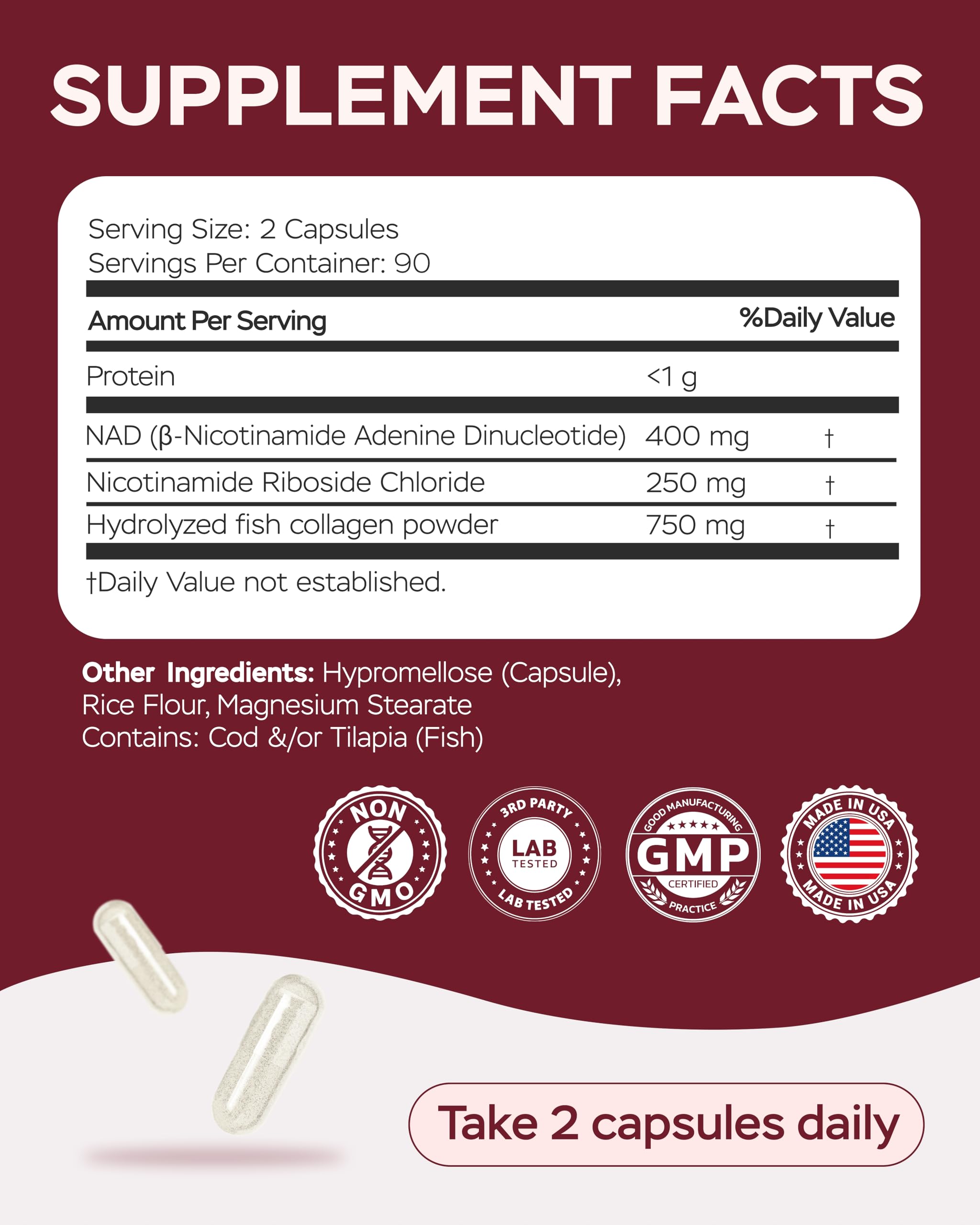 NMNH NAD Supplement 1400mg – NR, Collagen & Cellular Energy (180 capsules)