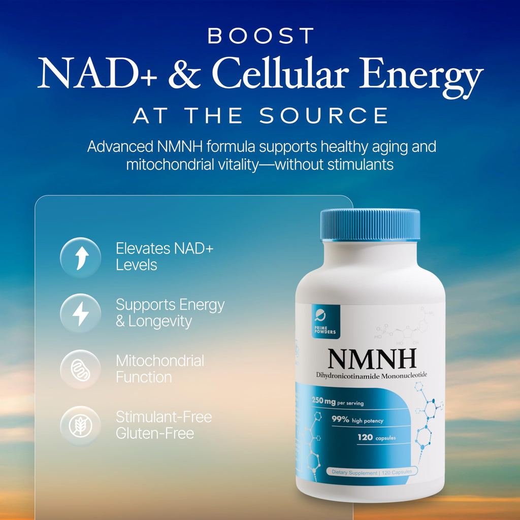 Prime Powders NMNH: Dihydronicotinamide Mononucleotide NAD+ Support (120 Capsules)