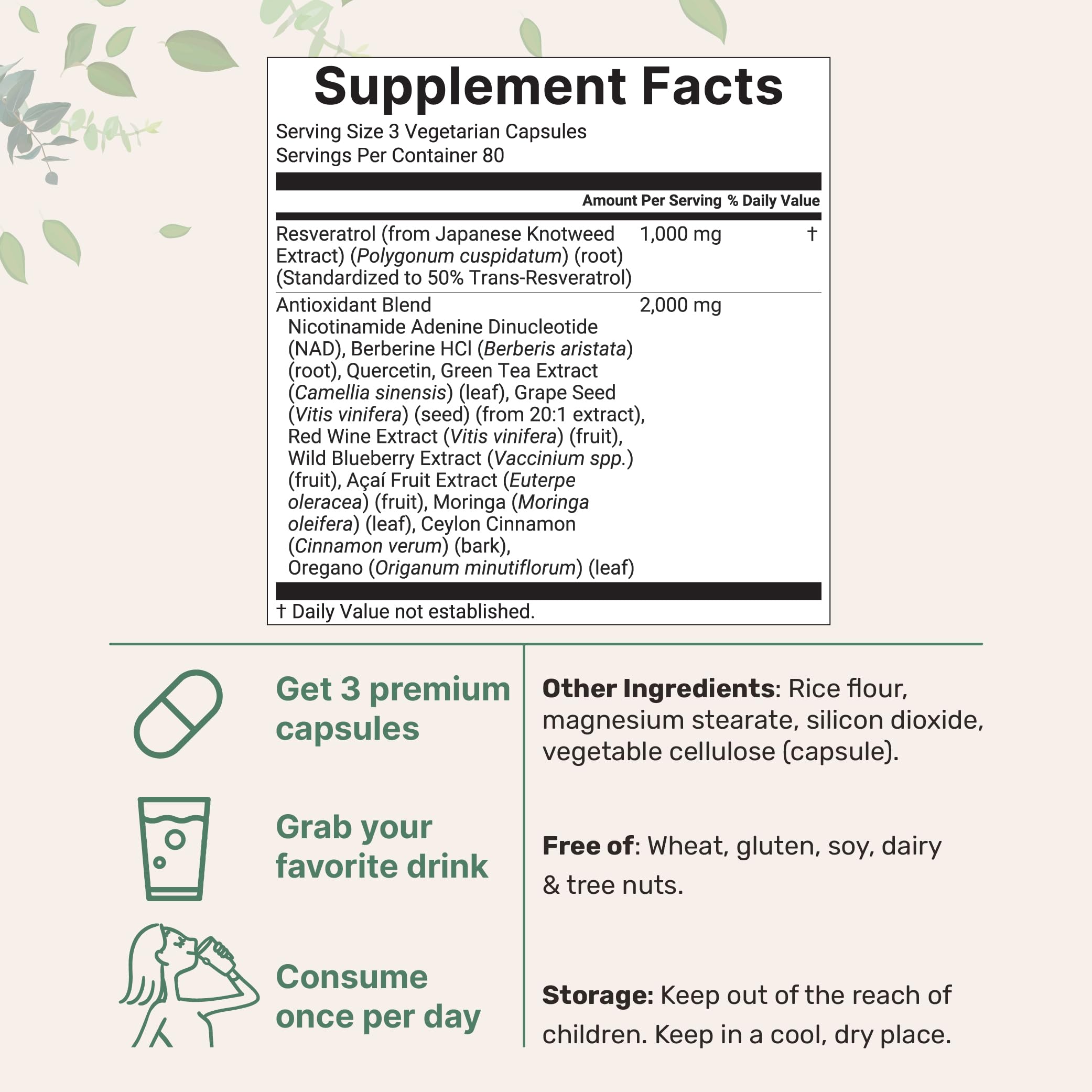 Resveratrol NAD 3,000mg – 240 Veggie Caps | NMNH 11-in-1 Antioxidant Blend