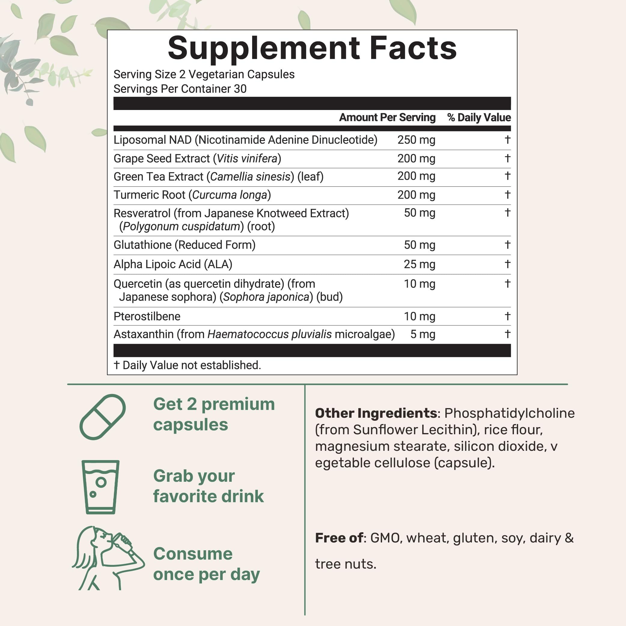 Liposomal NAD+ 1,000mg | 60 Veggie Capsules | Anti-Aging & Energy