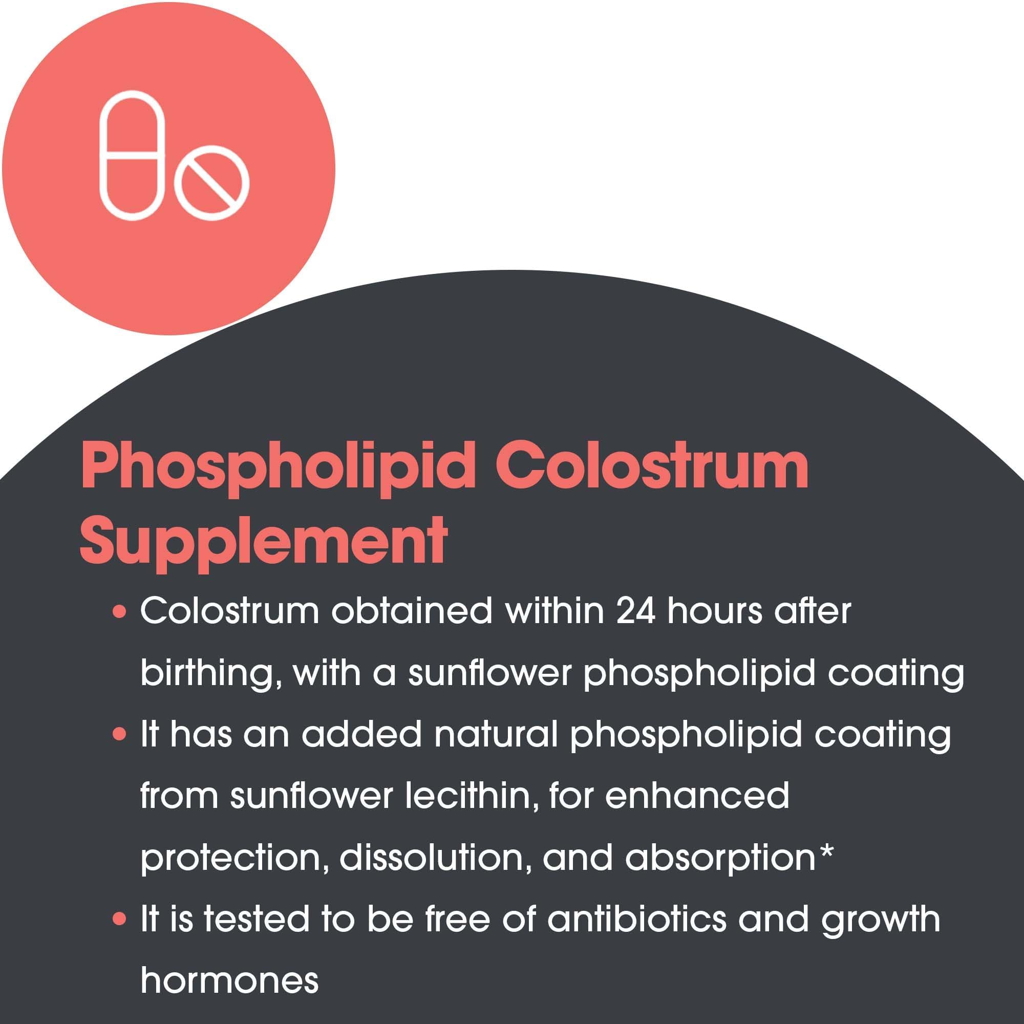 ARG Phospholipid Colostrum Supplement – Bovine Colostrum Powder, Sunflower Phospholipids, 60 Day Supply