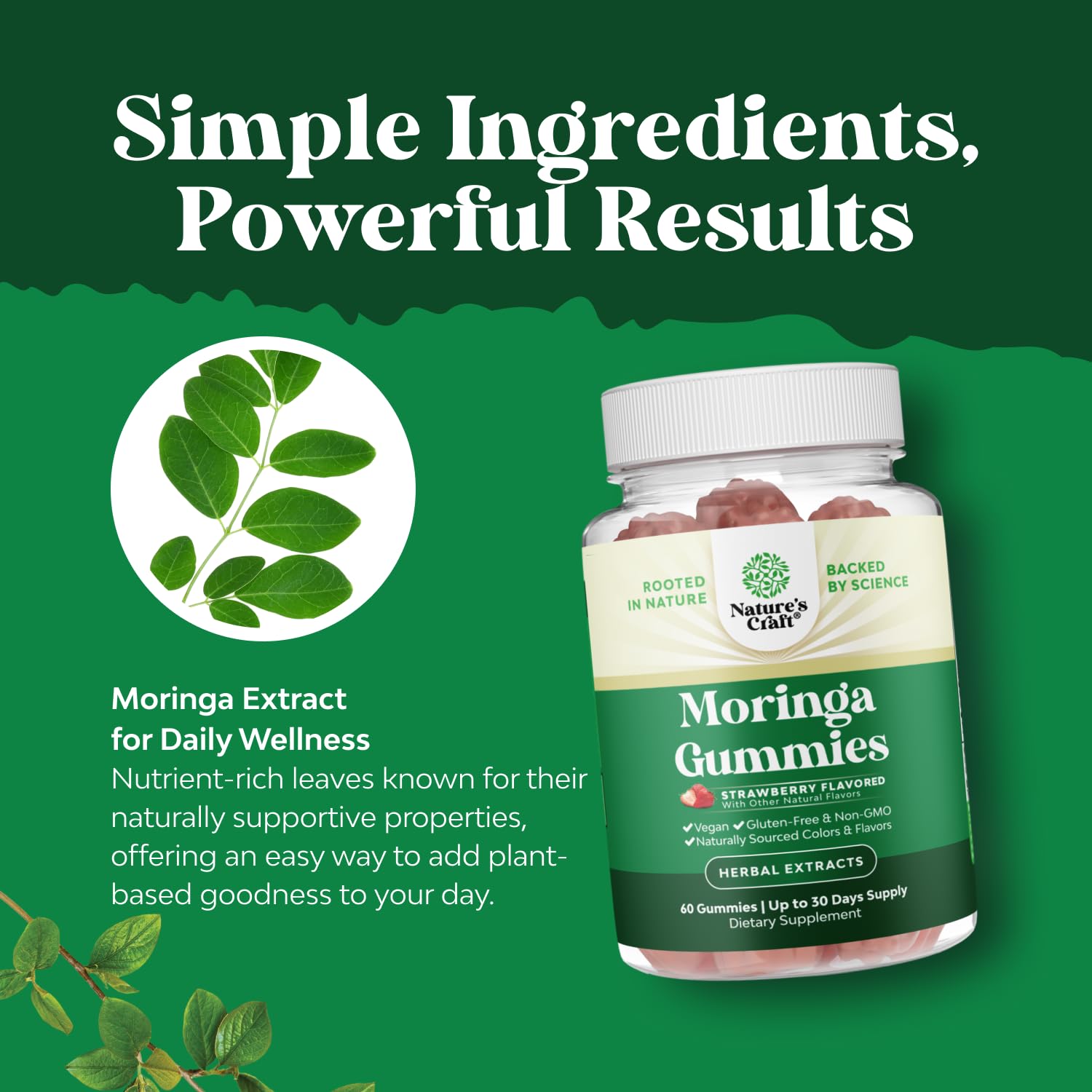 Extra Strength Moringa Gummies for Women – 10:1 Extract | Vegan Non-GMO