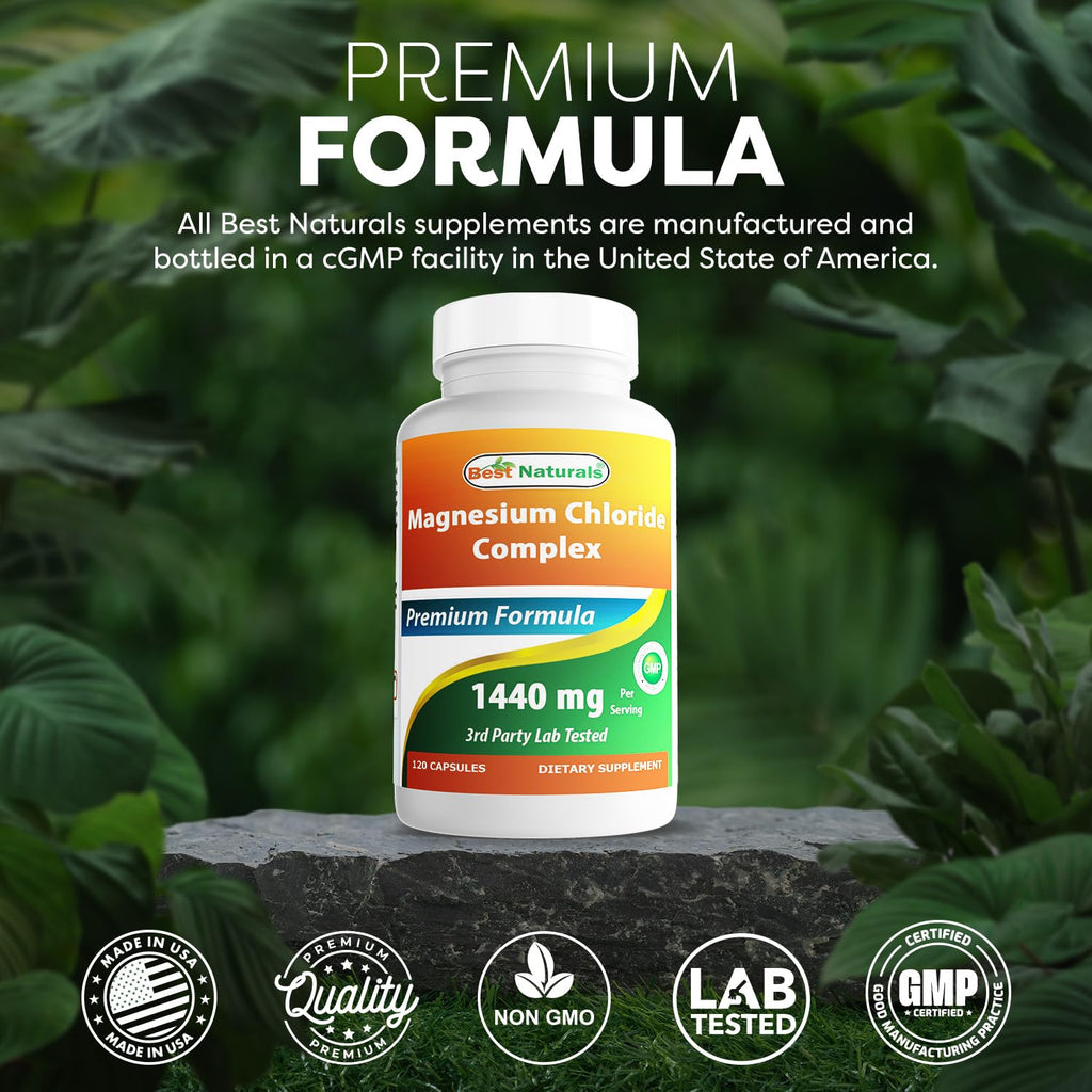 Best Naturals Magnesium Chloride Complex 1440 mg per Serving – 120 Capsules (Pack of 2)