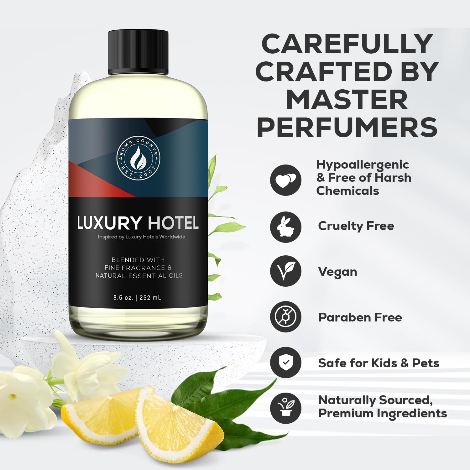Aroma Country Ritzy Luxury Hotel Diffuser Oil – Gardenia & Amber Scent, 8.5 Fl Oz