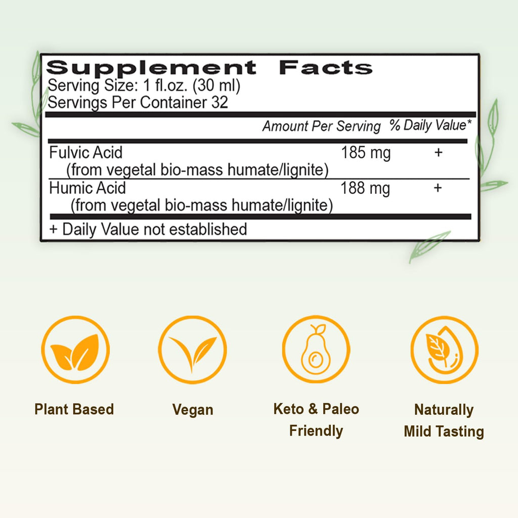 Vital Earth Minerals Fulvic Humic Mineral Blend Liquid 2-Pack – 70+ Trace Minerals & Electrolytes