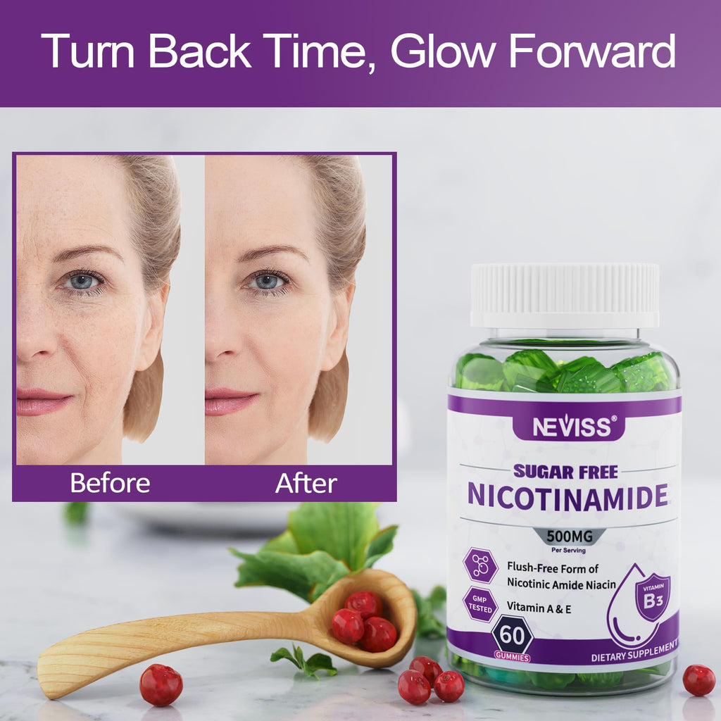 Sugar Free Nicotinamide 500mg Gummies – Flush-Free Vitamin B3 Niacinamide