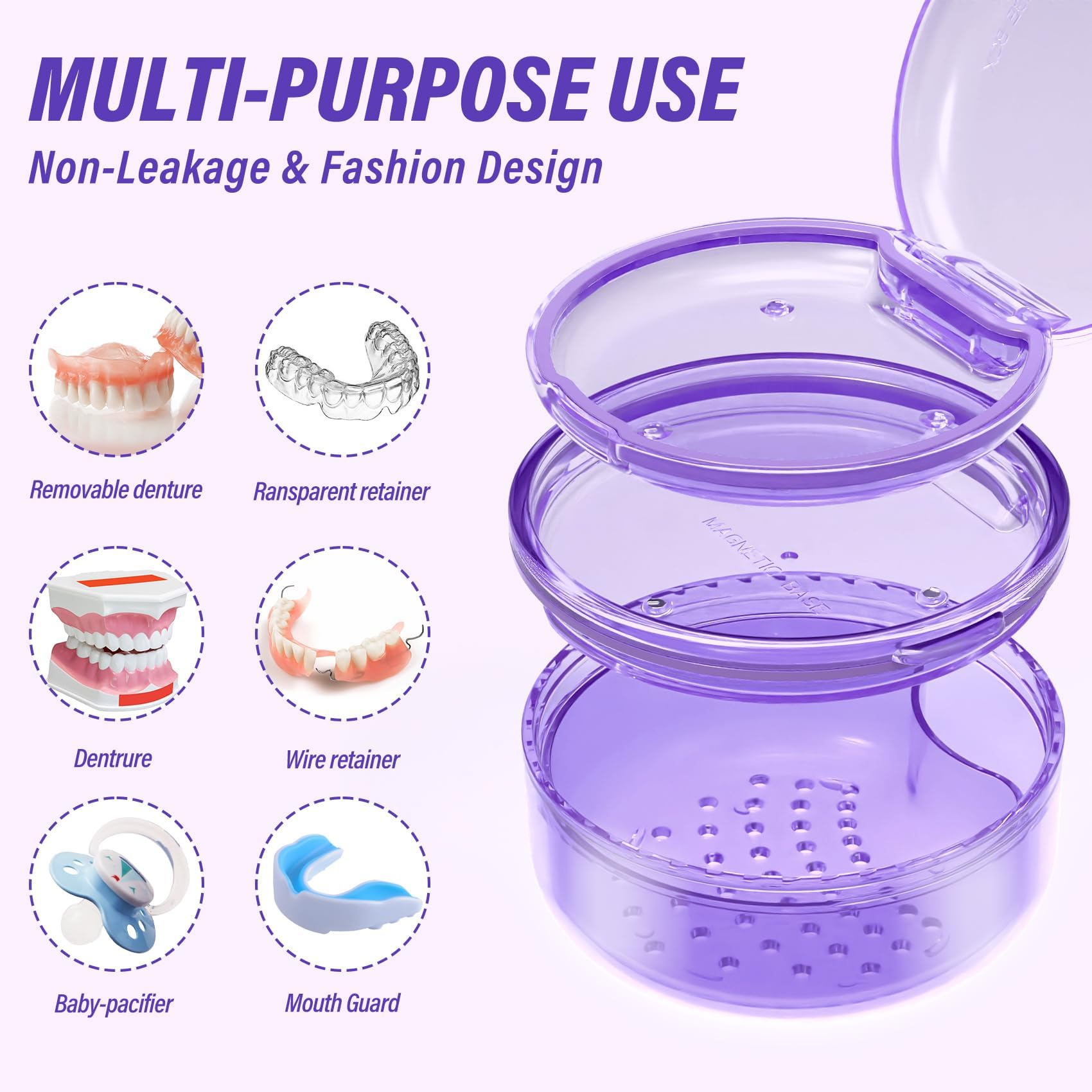 2-in-1 Denture Case 2PCS – No-Leak Travel Retainer & Bath Case
