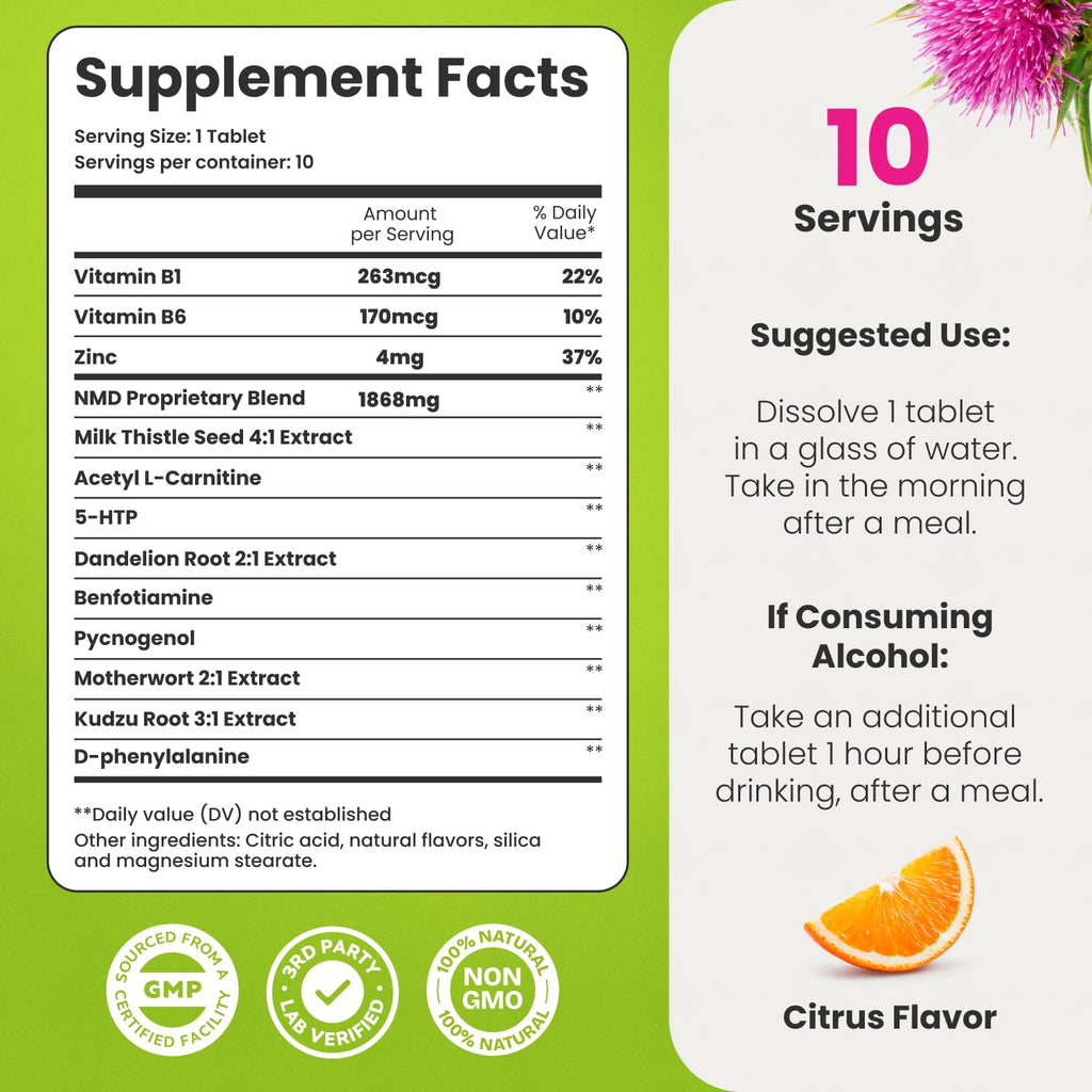 NoMoreDrinks Anti Alcohol Craving Supplement | Liver Detox & Energy Support