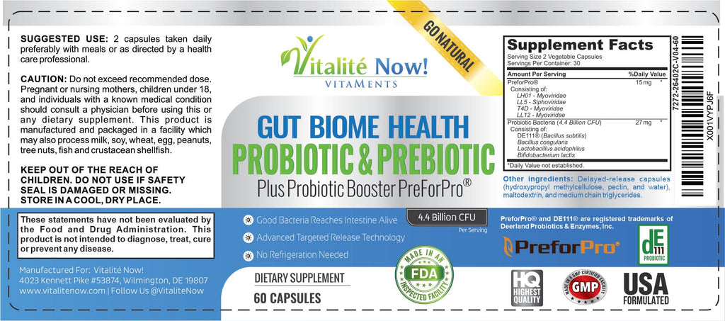 Premium Probiotic + Ultimate Prebiotic – Gut Biome Builder (4.4B CFU, Bacillus Subtilis)