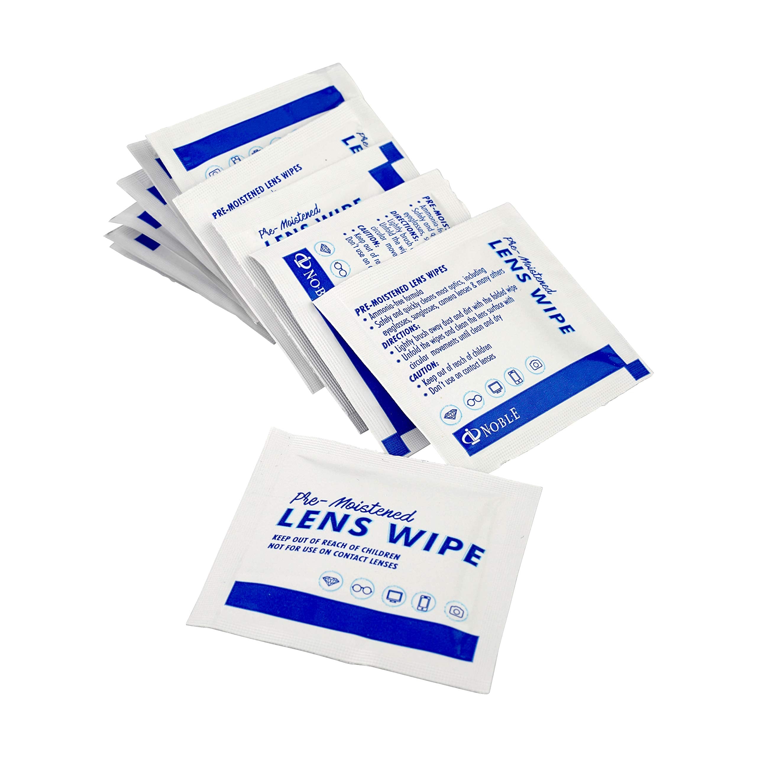 Noble Lens Wipes - Individually Wrapped, Ammonia-Free (300 Wipes)