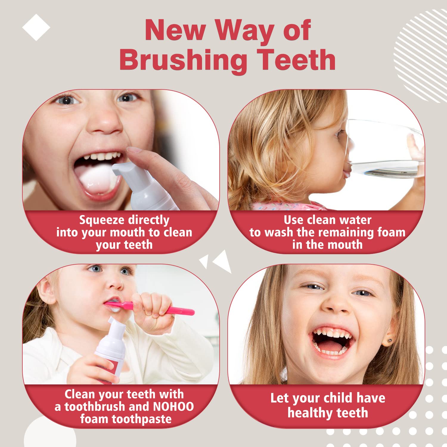 NOHOO Fluoride Free Foam Toothpaste for Kids – Strawberry & Orange Training Toothpaste | Baby & Toddler Oral Care