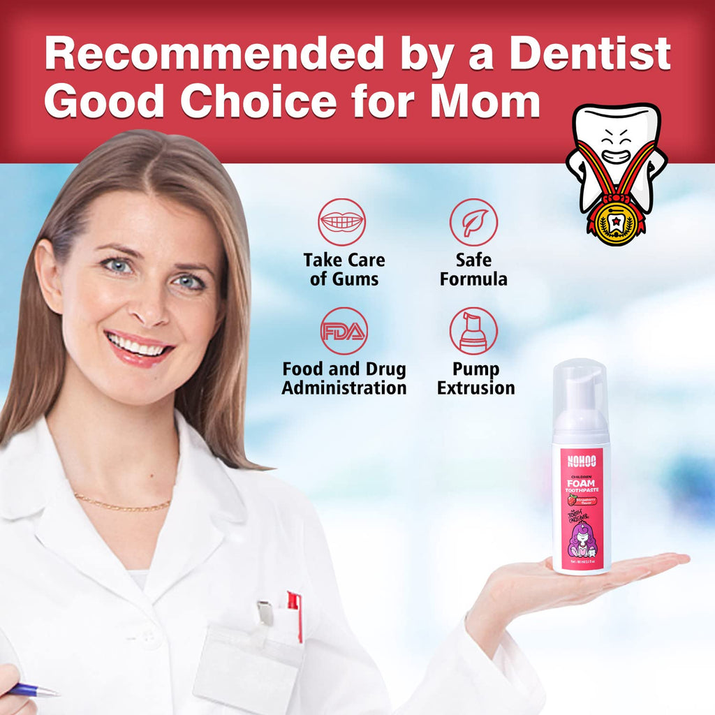 NOHOO Fluoride-Free Foam Toothpaste for Kids – Strawberry & Orange