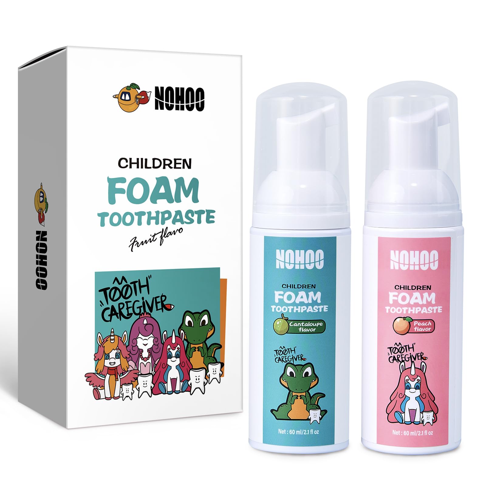 NOHOO Fluoride Free Foam Toothpaste for Kids – Peach & Cantaloupe