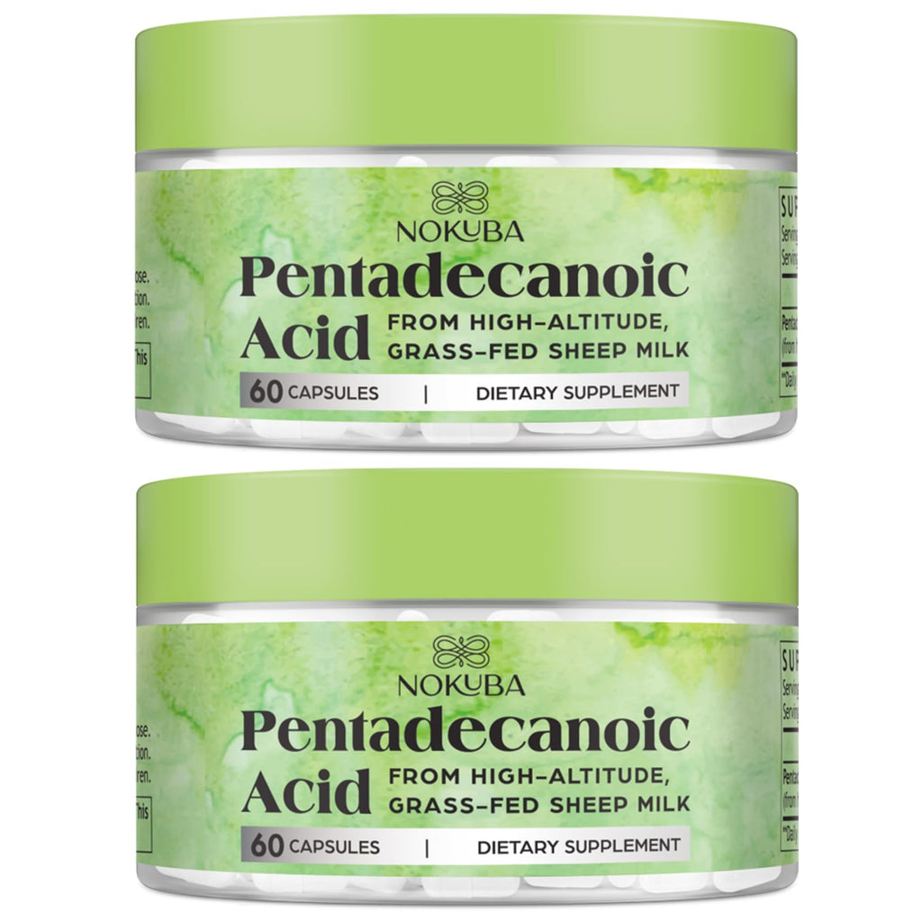 Nokuba Pentadecanoic Acid C15:0 300mg – High-Altitude Sheep Milk Sourced, 120 Capsules | USA Made