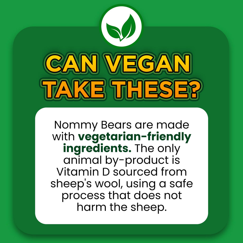 Nommy Bears Multivitamin Gummies - Gelatin-Free, Gluten-Free, Vegetarian