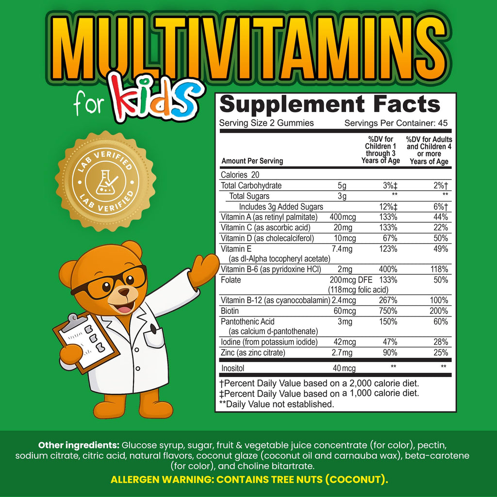 Nommy Bears Multivitamin Gummies - Gelatin-Free, Gluten-Free, Vegetarian