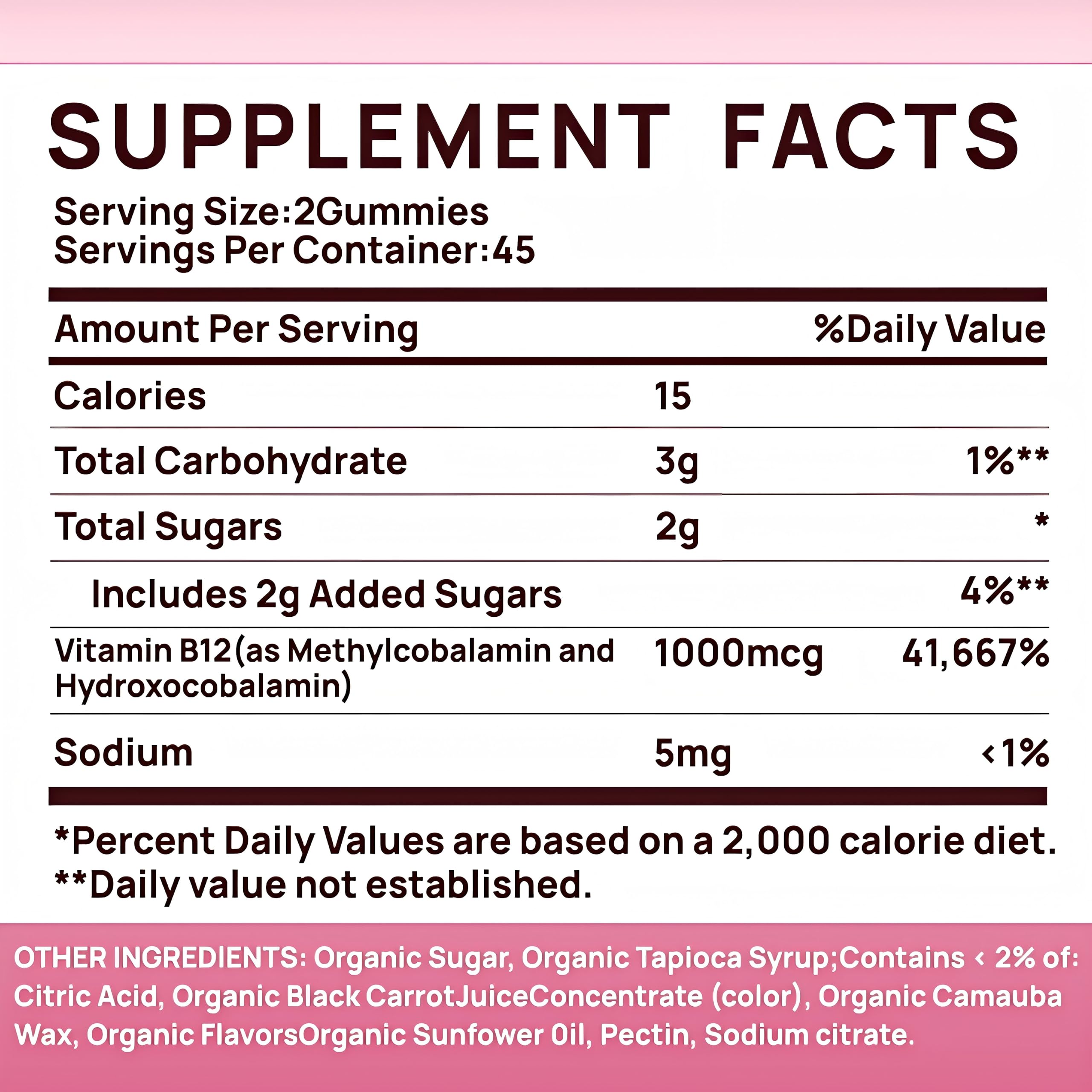 Cherry Flavored Vegan B12 1000 mcg Methylcobalamin | 90 Gummies