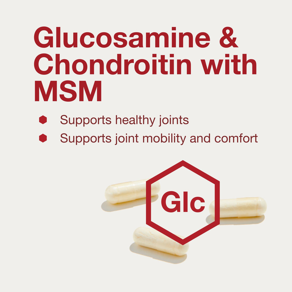 Protocol Glucosamine & Chondroitin with MSM - Joint Support (180 Veg Caps) - Non-GMO & Dairy Free