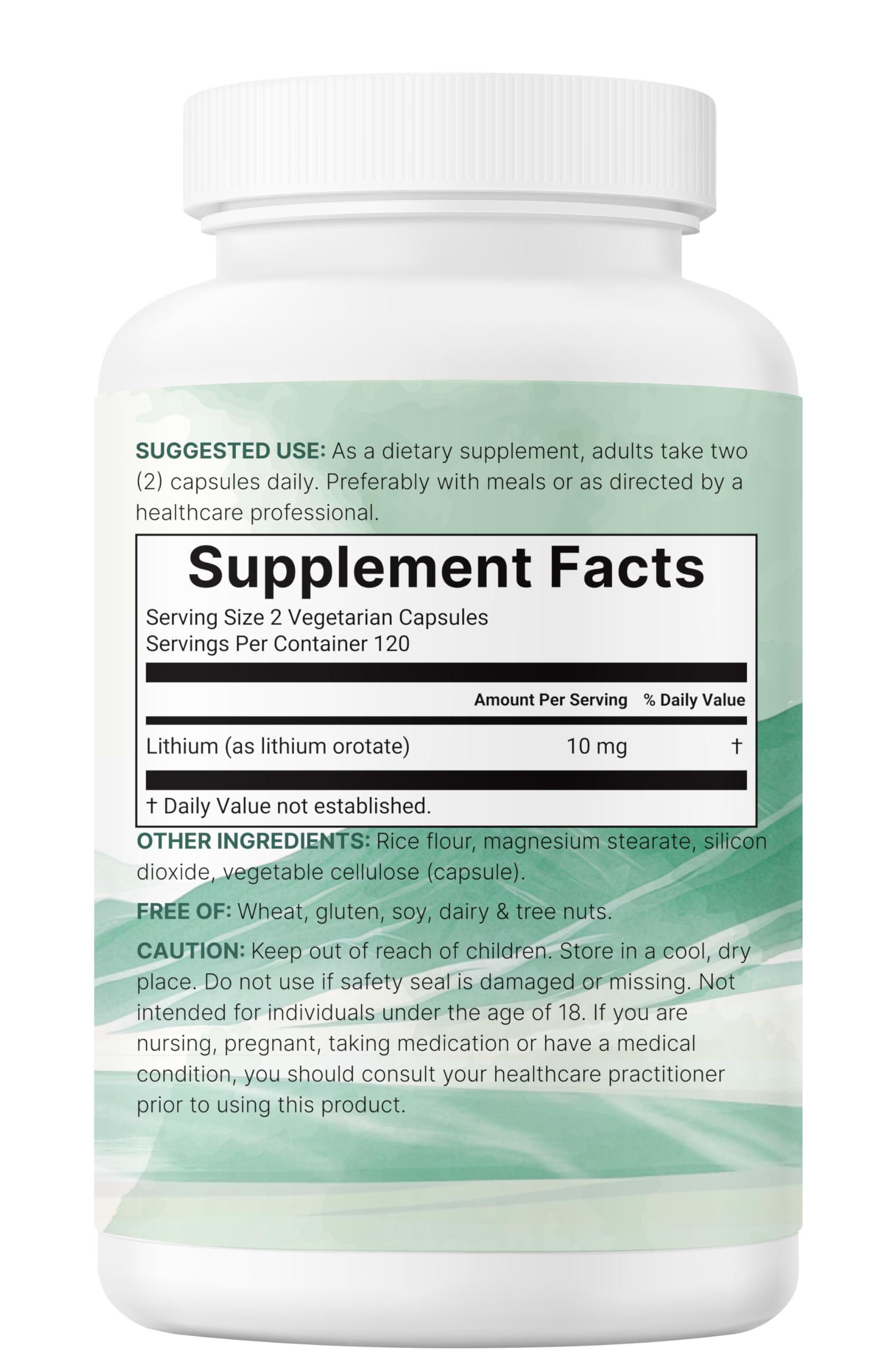 Lithium Orotate 10mg | 240 Veggie Capsules | High Bioavailability | Non-GMO, Gluten Free