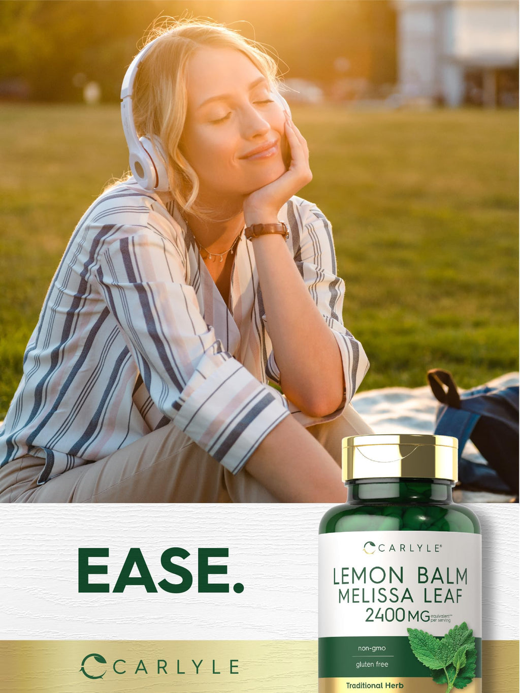 Carlyle Lemon Balm Capsules | 200 Count | Non-GMO and Gluten Free Formula | Melissa Leaf Traditional Herbal Supplement | Super Concentrated Extract