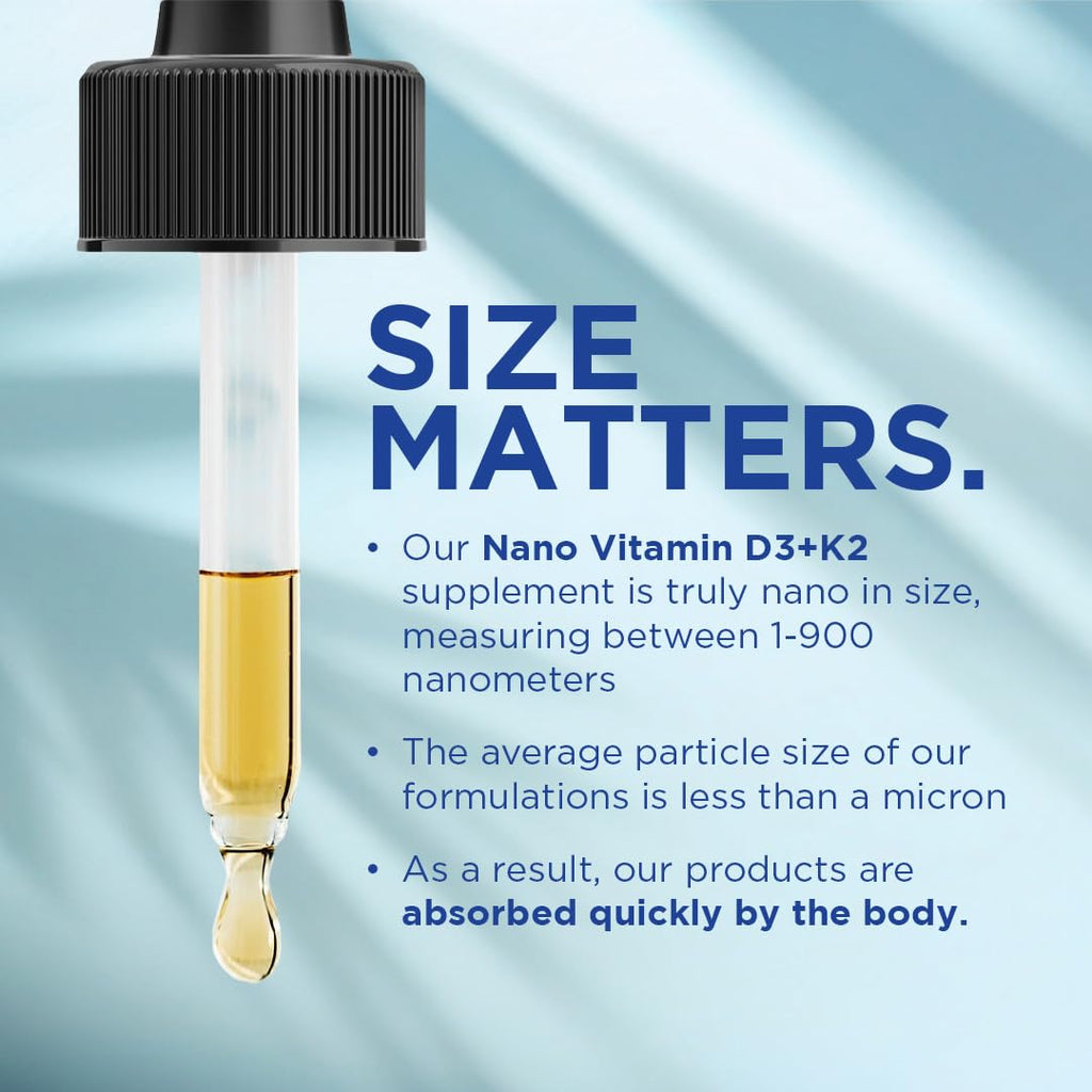 Nano Vitamin D3+K2 Nano-Particles – 5000 IU, Rapid Absorption, 1 oz (Non-GMO, Gluten Free)