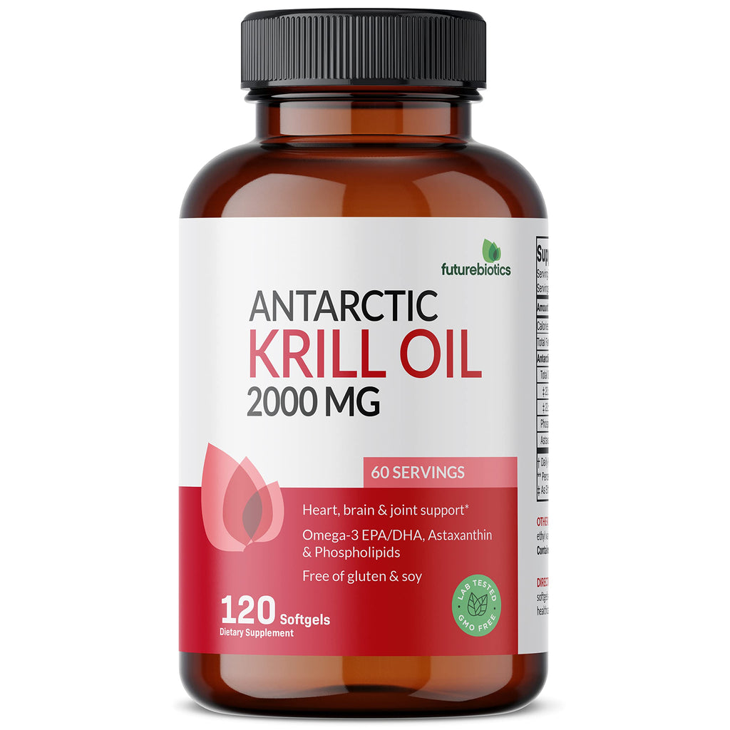 Futurebiotics Antarctic Krill Oil 2000mg with Astaxanthin – 120 Softgels | Lab-Tested, Non-GMO
