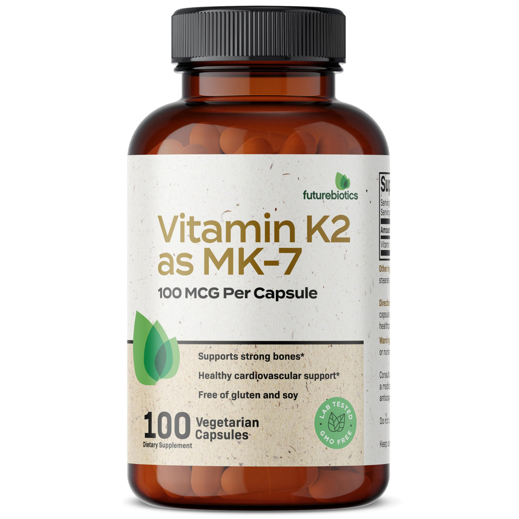 Futurebiotics Vitamin K2 MK-7 100 mcg – Supports Strong Bones, Non-GMO, 100 Veg Capsules