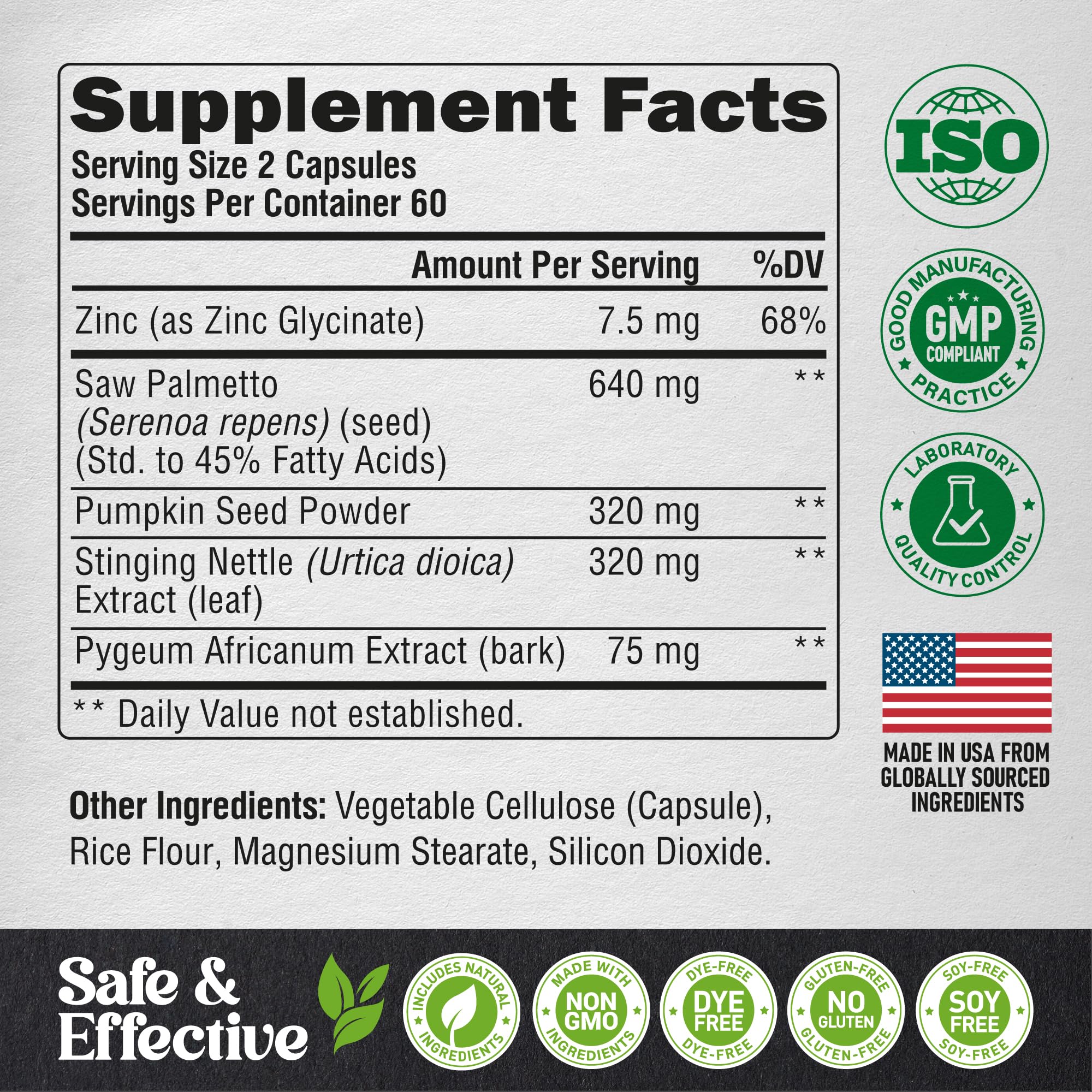 Saw Palmetto for Men 640mg – Prostate Health & Hair Support | 120 Capsules | Made in USA