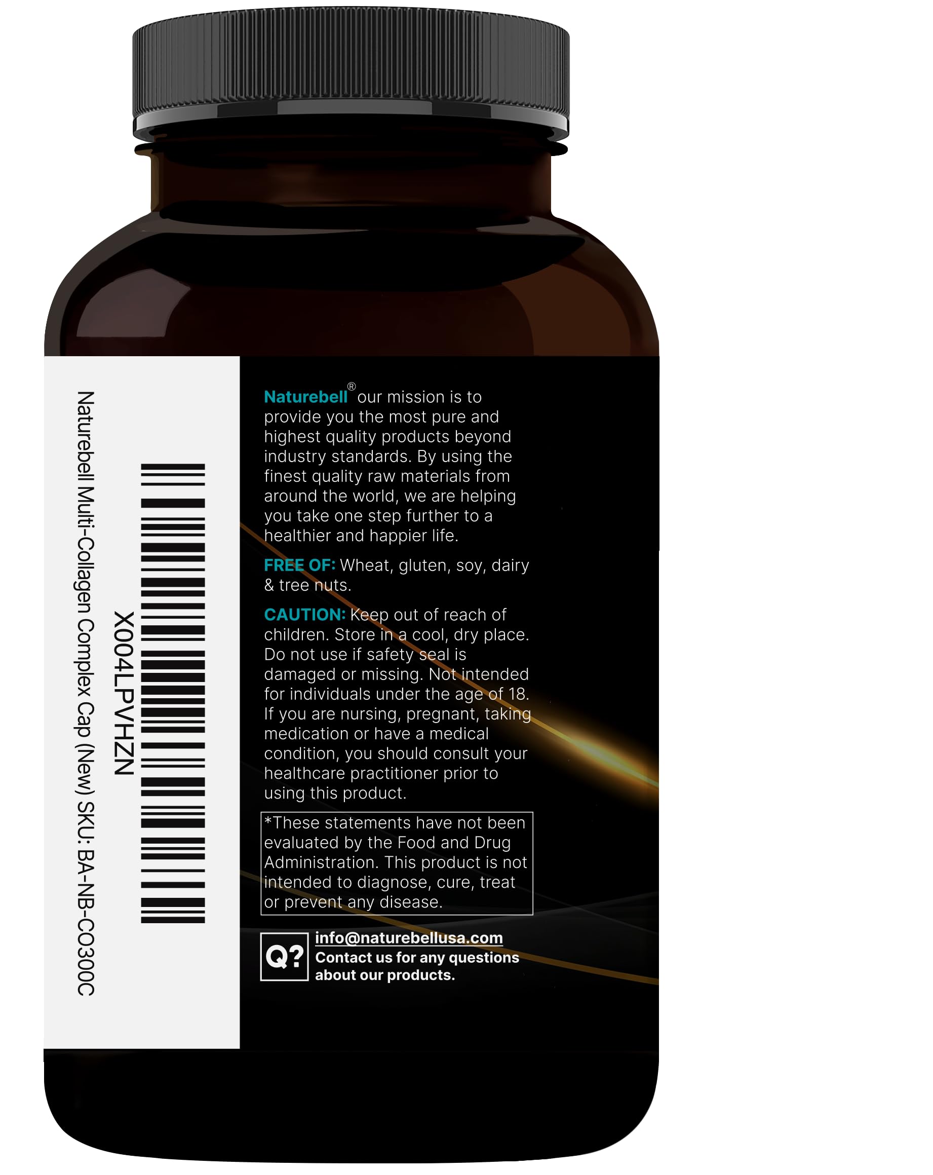 NatureBell Multi Collagen Complex – 300 Capsules, 5 Types + Hyaluronic Acid