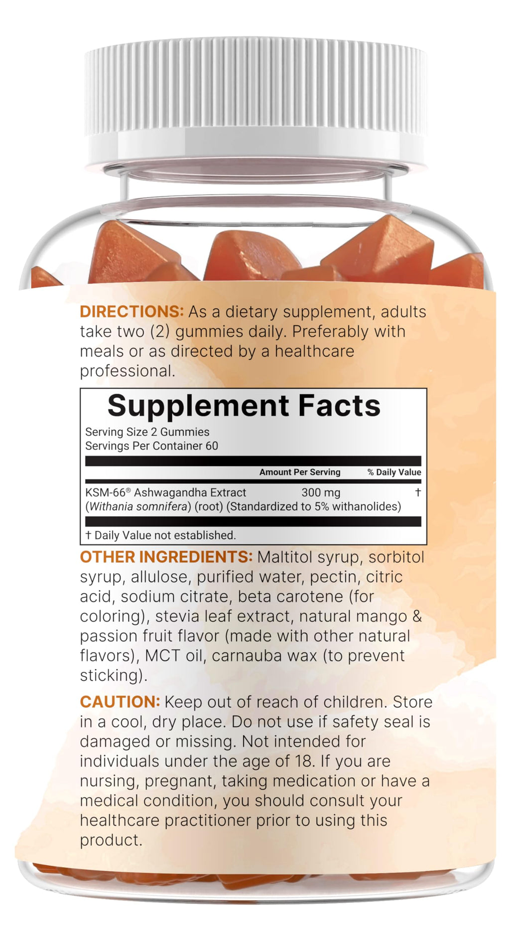 Micro Ingredients KSM-66 Ashwagandha Gummies 300mg – 120 Count | Sugar Free Mango Passion Fruit | Non-GMO