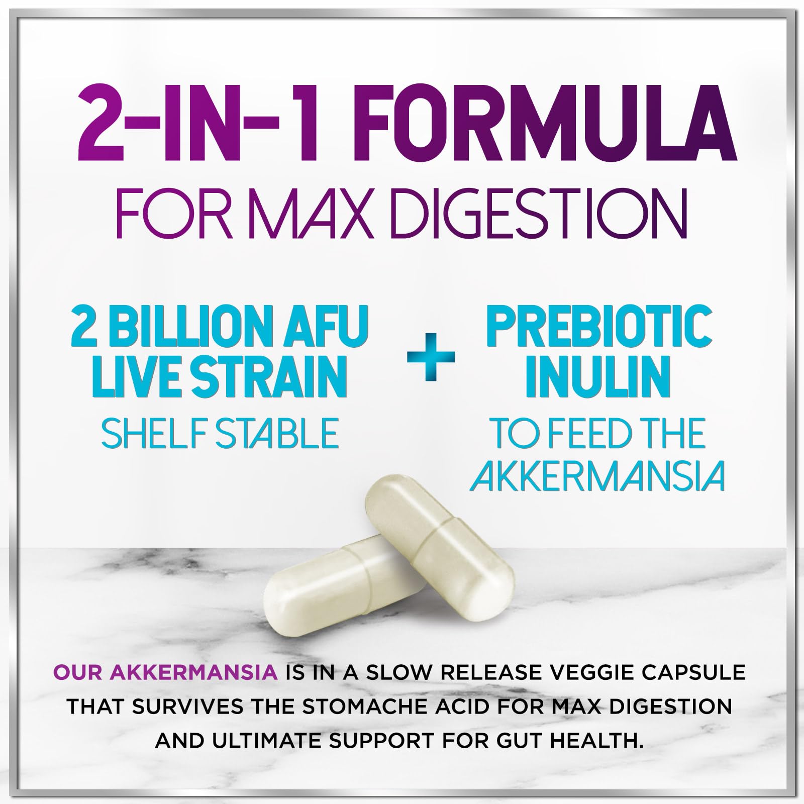 Akkermansia Probiotic 2B AFU – GLP-1 Support with Prebiotic Fiber – 60 Capsules | Made in USA