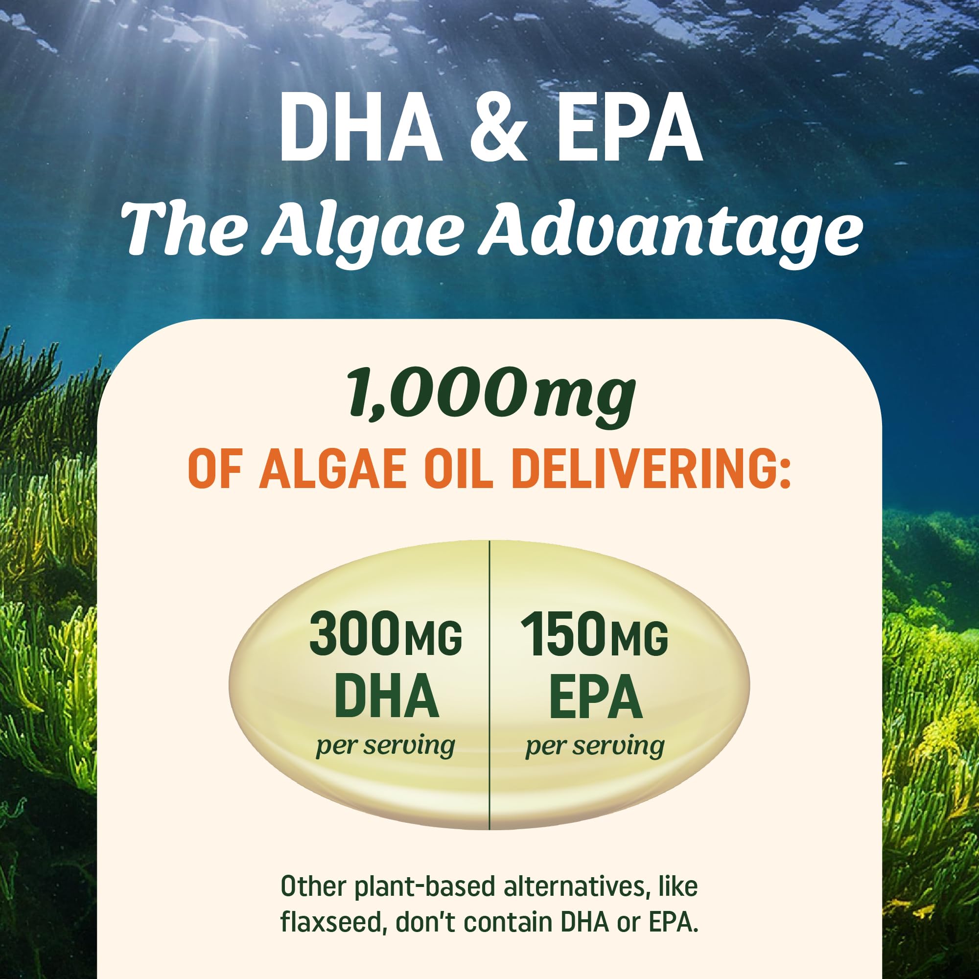 Vegan Omega-3 Algae Oil – Plant-Based DHA & EPA, Sustainably Sourced, 120 Softgels