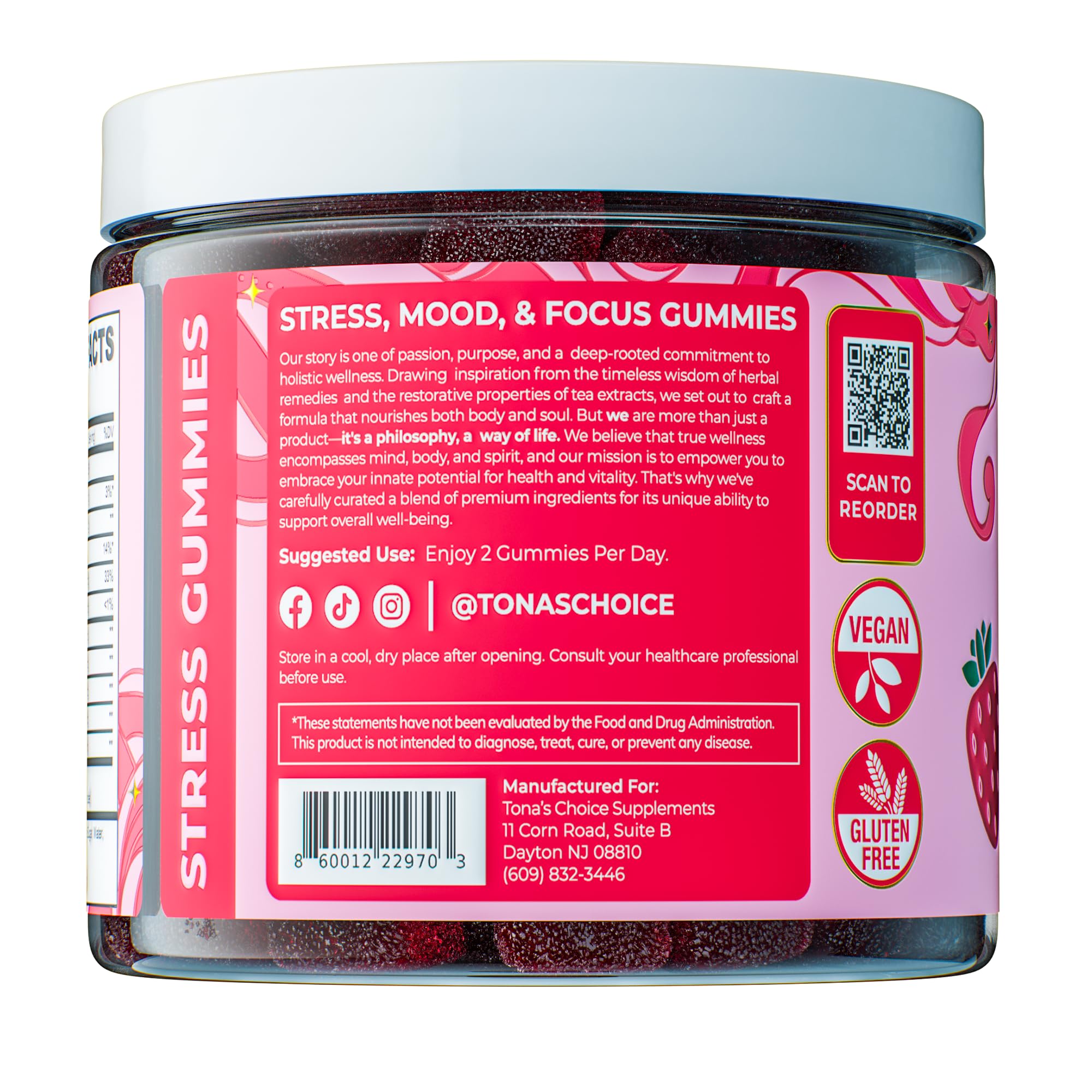 Stress Relief Supplements for Women & Kids — L-Theanine GABA, Rhodiola & Magnesium Gummies